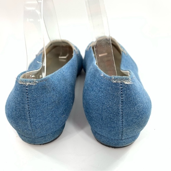 Vintage womens flats size 8.5 WW denim blue distressed vintage 80s 90s loafers - Picture 5 of 14